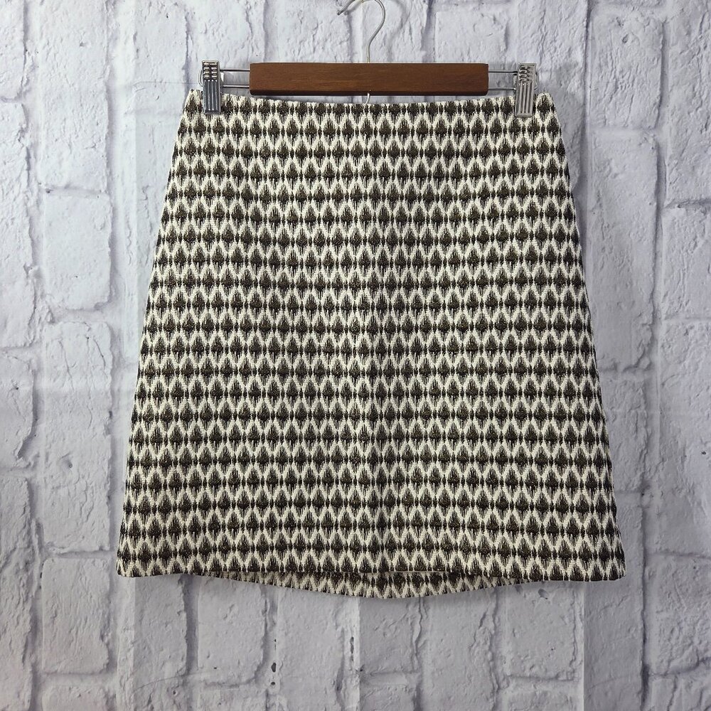 Loft Outlet 4 Petite Metallic Gold Jacquard Print Casual Holiday Career Skirt
